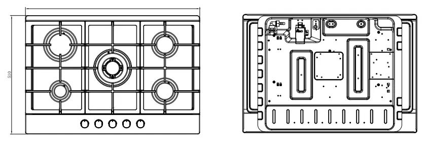 COOKOLOGY GH755SS 75cm Built In Gas Hob -fig36