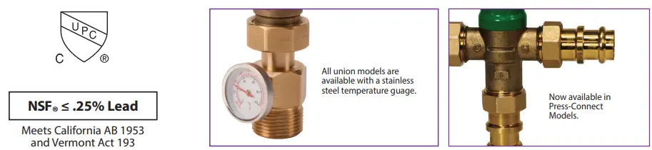 Taco 5000 Series Lead Free < .25% Lead Mixing Valve - 1