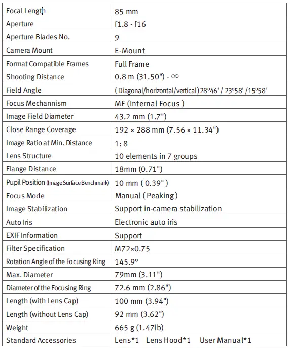 VILTROX PFU RBMH 85mm F1.8 Full-Frame Manual Focus Prime Lens fig 7