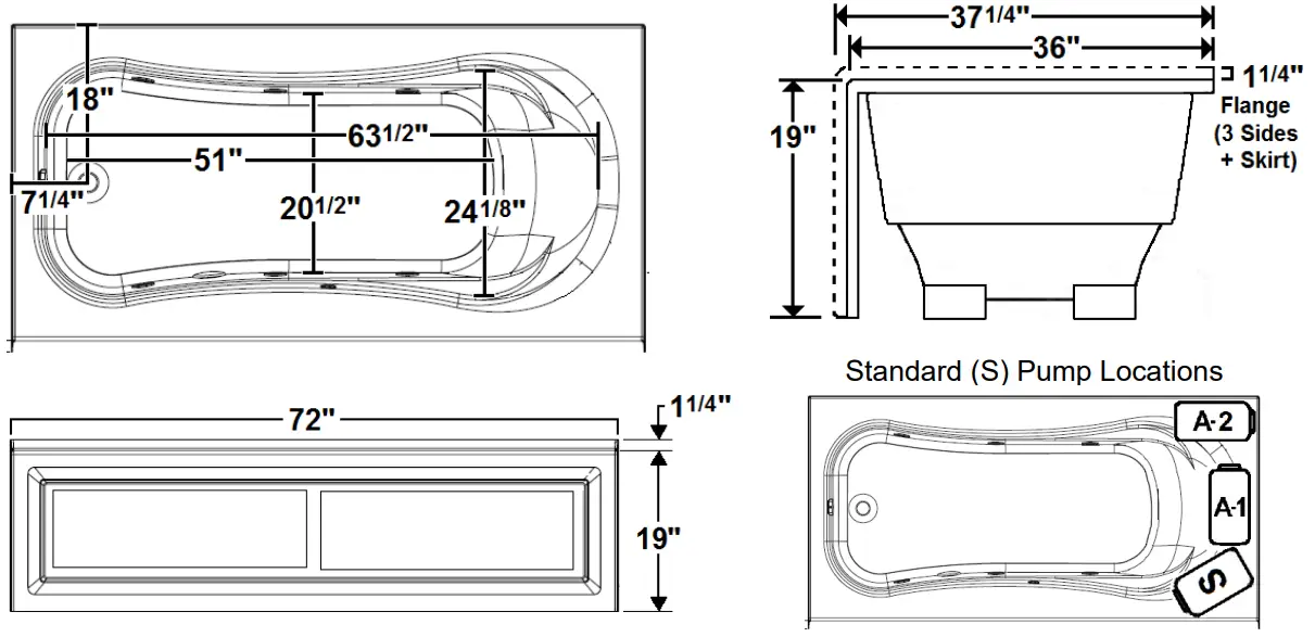 Laurel-Mountain-RAPHINE-72-X-36-Inch-Skirted-Acrylic-Air-Bath-FIG-2