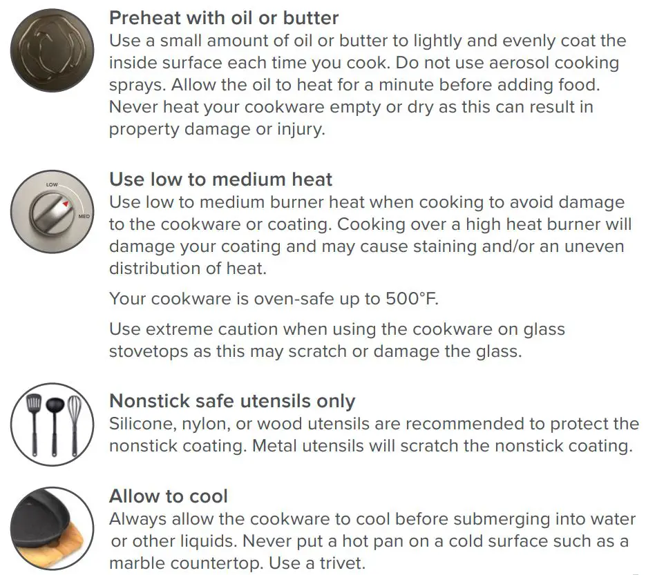 DASH K50899 Nonstick Cast Iron Skillet User Manual - PROPER USAGE