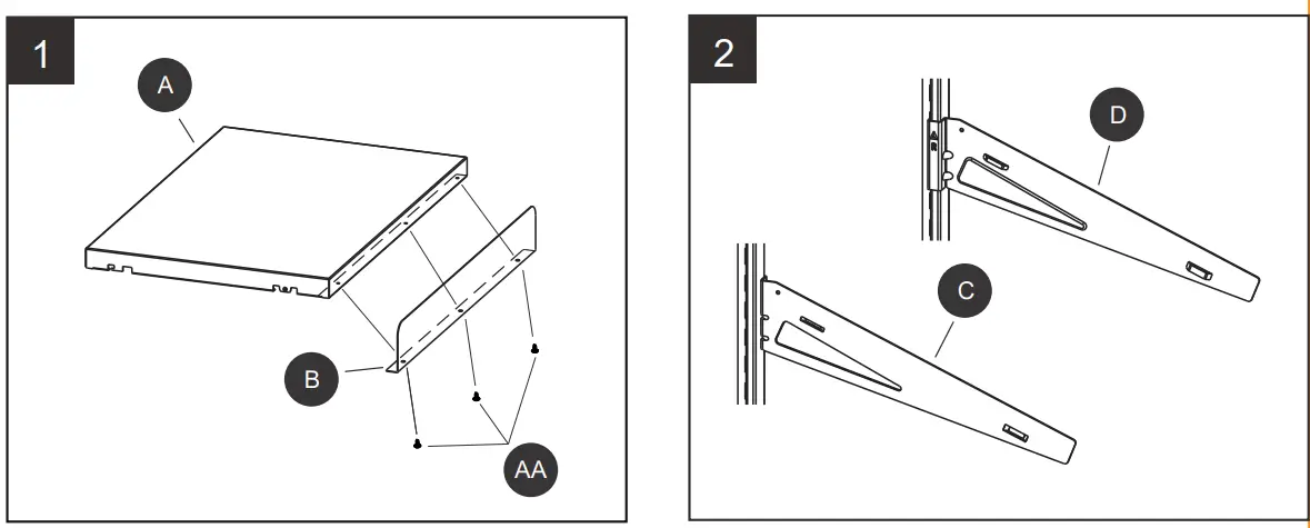 Origin 21 MT2SSK-16-W Angled Metal Shelf Kit - fig 5
