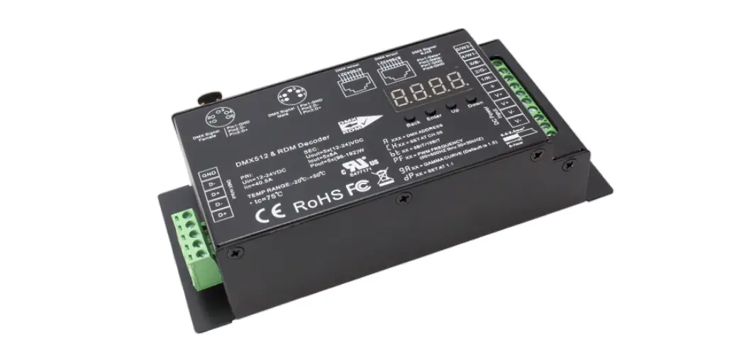 American Lighting 12-24v Dmx 5 Channel Rj45 Decoder Installation Guide American Lighting 12-24v Dmx 5 Channel Rj45 Decoder Installation Guide