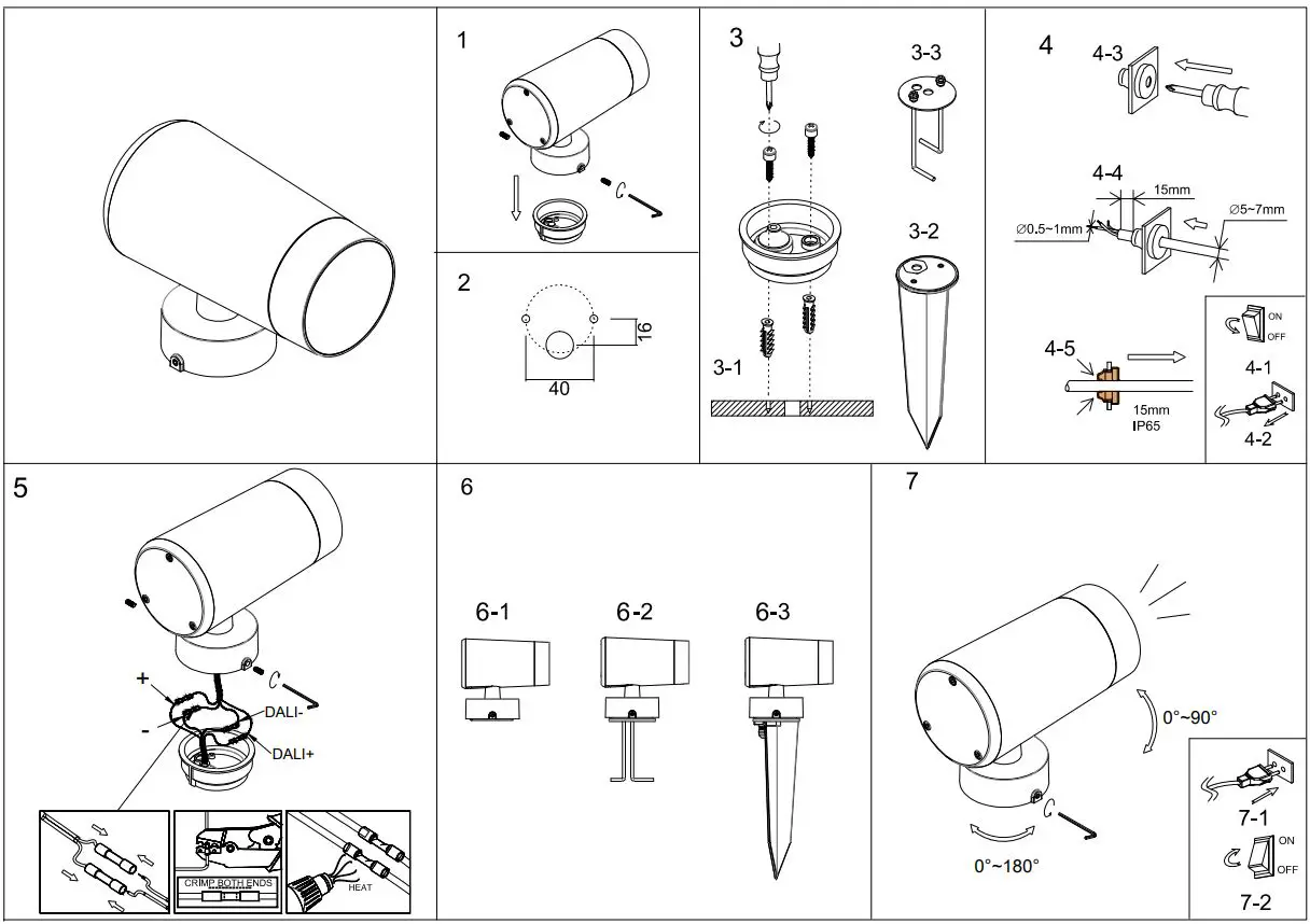MONDOLUX MO33 Albi Maxi Fixed Downlight Instruction Manual - Installation Steps