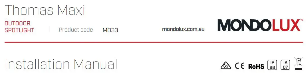 MONDOLUX MO33 Albi Maxi Fixed Downlight Instruction Manual