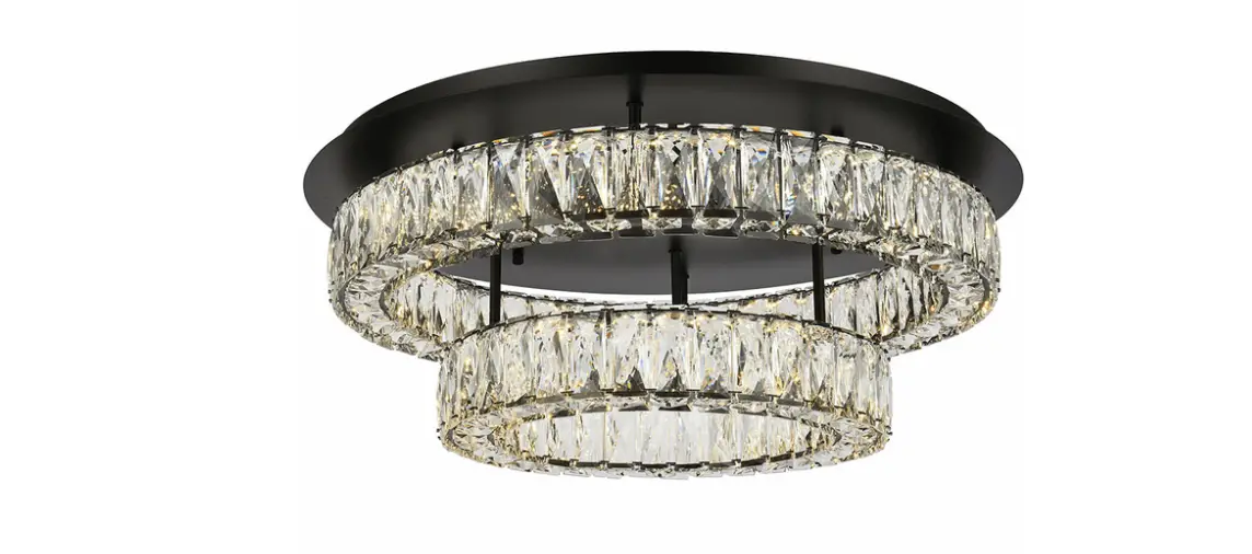 Elegant 3503f26l2bk Monroe Crystal Black Led 26 Flush Lighting Installation Guide