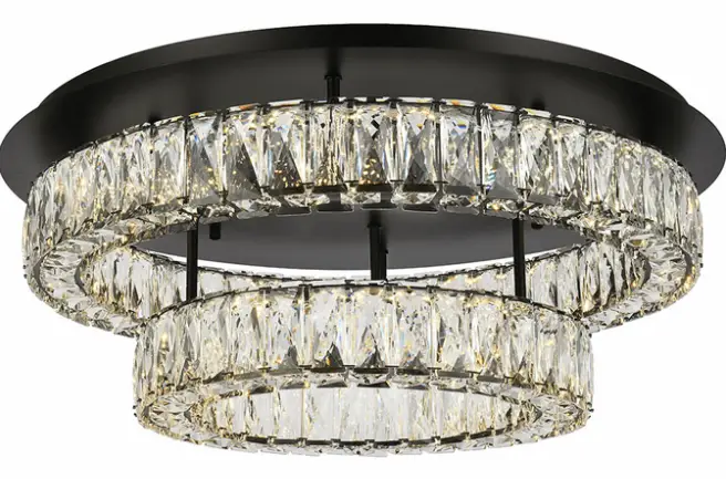 ELEGANT 3503F26L2BK Monroe Crystal Black LED 26 Flush Lighting-product-image