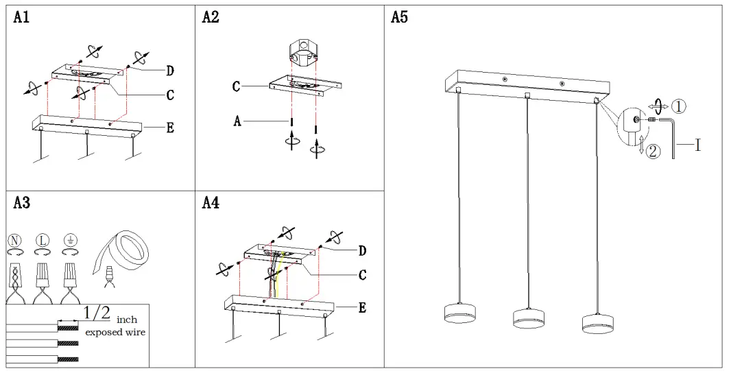 ZEVNI A04651 19 Inch Island Light - Fig3
