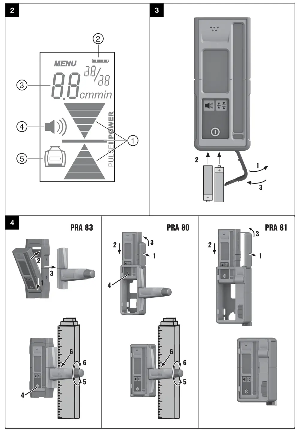 HILTI PRA 20 Laser Receiver - Figure 2,3,4