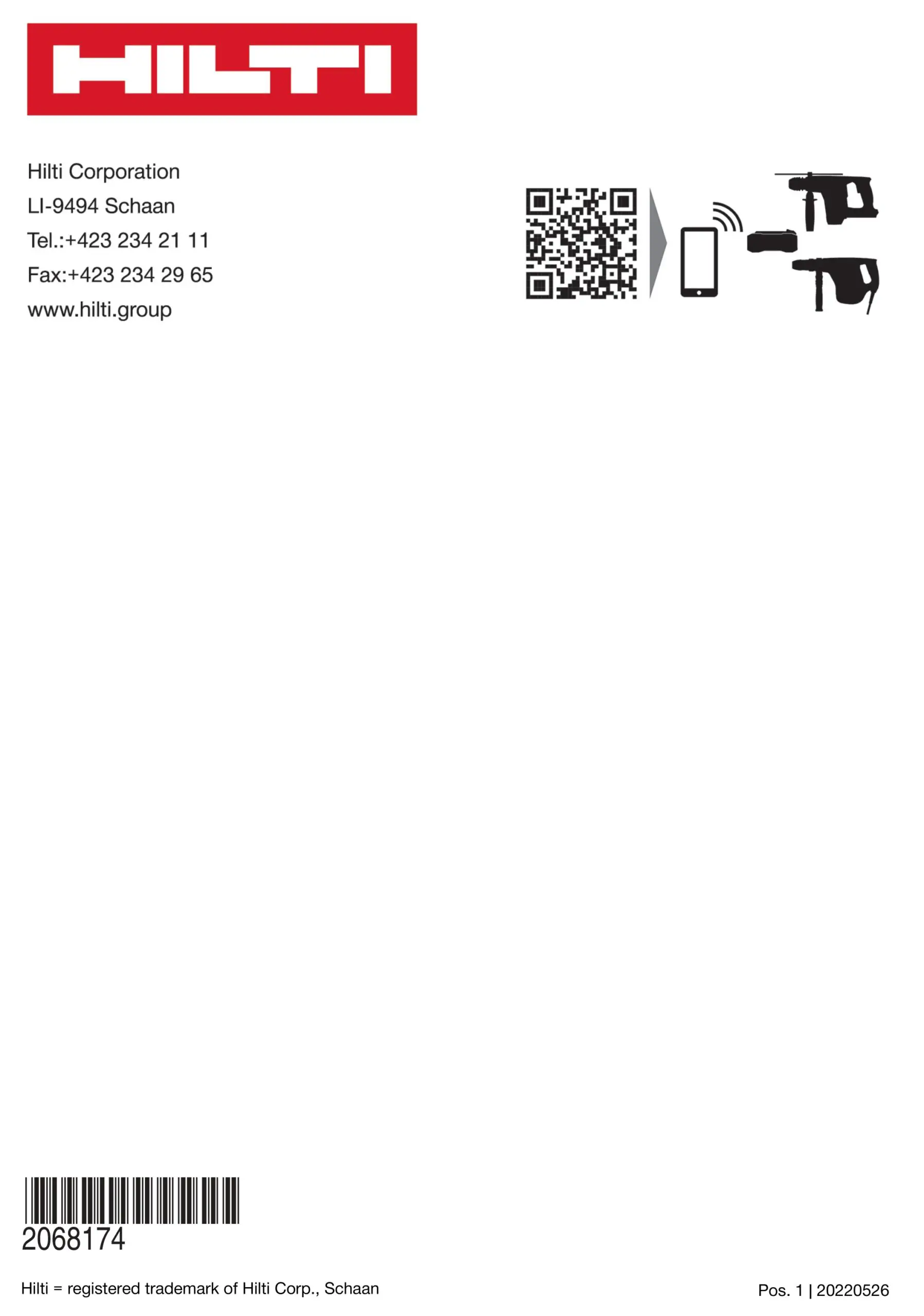 HILTI PRA 20 Laser Receiver - contact info 2