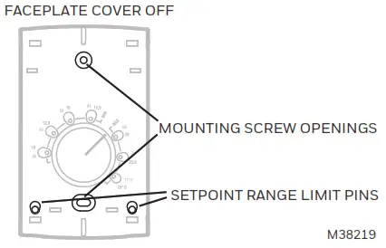 Honeywell TL116A Thermostat -FACEPLATE COVER OFF