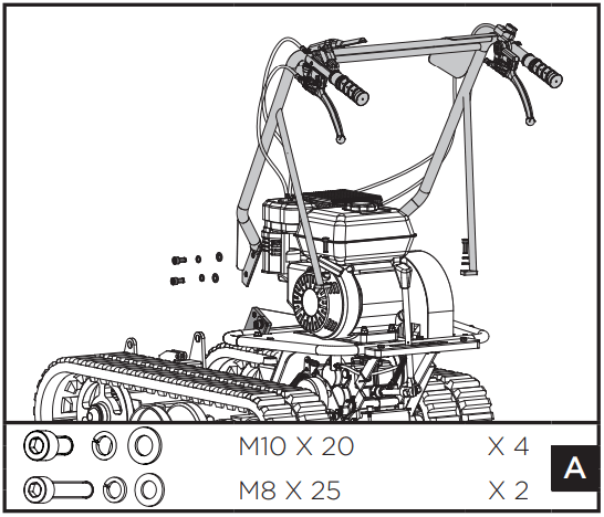 Crytec D30MB Mini Tracked Dumper - Handlebar Assembly