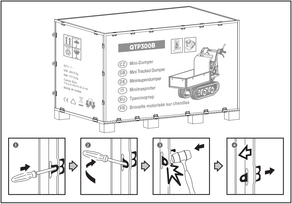 Crytec D30MB Mini Tracked Dumper - UNPACKING THE CONTAINER