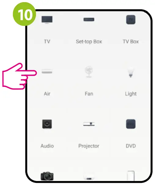 Installation of the IR remote control in the APP