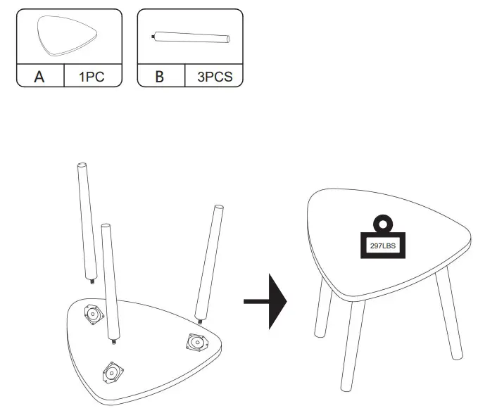 JAXSUNNY HG61S0161 White Modern Wood Triangular Dinning Table (2)