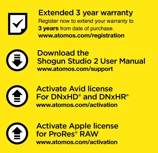 ATOMOS Shogun Studio 2 User Guide - Extended 3 year warranty