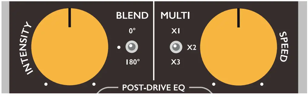 ORIGIN EFFECTS MAGMA57 AMP VIBRATO & DEIVE- Main controls 2