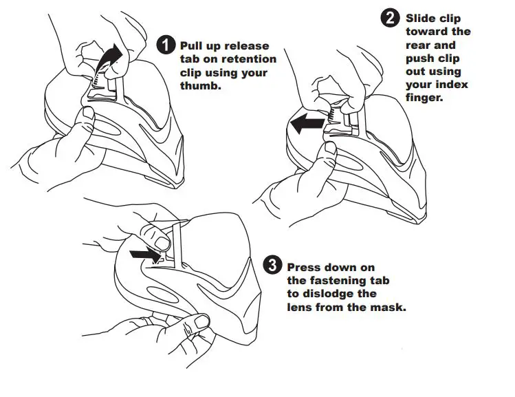 Paintball PROFILER Mask Instruction Manual - LENS REMOVAL