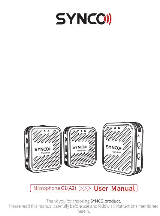 SYNCO G1 2.4Ghz Wireless Lavalier Microphone User Manual
