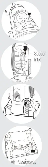 Bissell 3575, 3593, 6590, 8975 Series Cleanview Bagless - Clearing Clogs