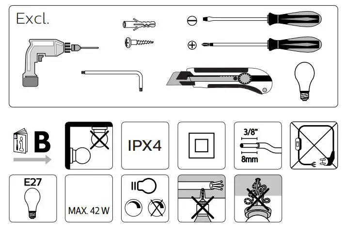 PHILIPS 1738930PN Outdoor Wall Light LED User Manual - accessories