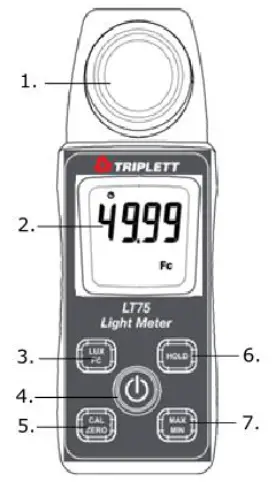TRIPLETT LT75 Lux-Fc Light Meter FIG 1