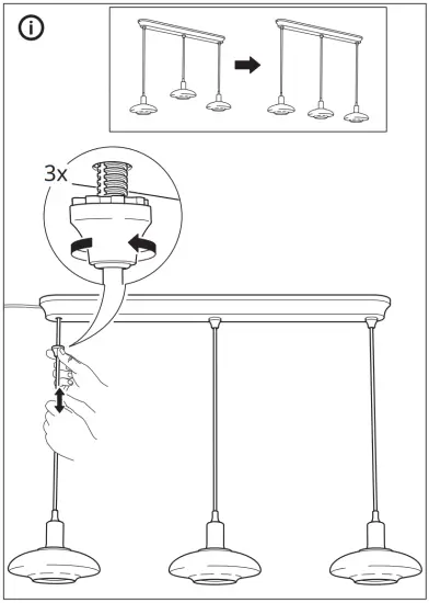 IKEA 304 898 43 TÄLLBYN Pendant Lamp with 3 Lamp - fig8