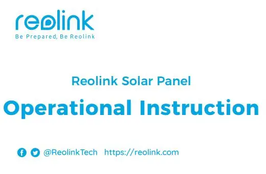 reolink 280g Solar Panel Instruction Manual