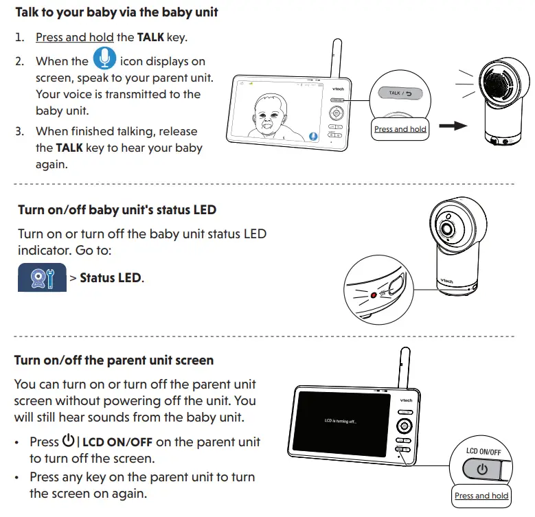 vtech RM7766-2HD Digital 5 Inch Video Monitor User Guide - Basic operation