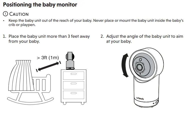 vtech RM7766-2HD Digital 5 Inch Video Monitor User Guide - Positioning the baby monitor