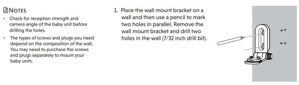 vtech RM7766-2HD Digital 5 Inch Video Monitor User Guide - mount the baby unit