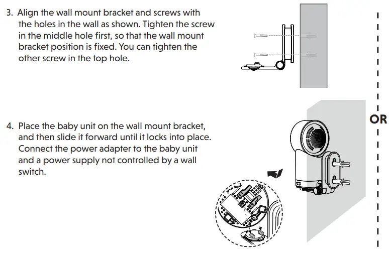 vtech RM7766-2HD Digital 5 Inch Video Monitor User Guide - mount the baby unit
