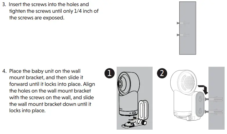 vtech RM7766-2HD Digital 5 Inch Video Monitor User Guide - mount the baby unit