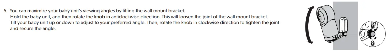 vtech RM7766-2HD Digital 5 Inch Video Monitor User Guide - mount the baby unit