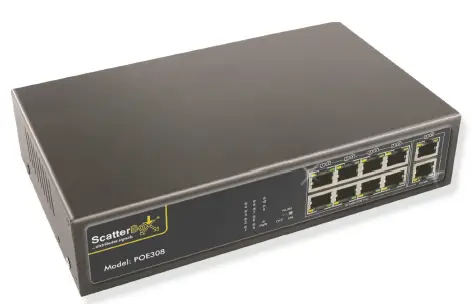 SystemQ POE308 Scatter Box 10 Port 100Mbps PoE Switch PRO