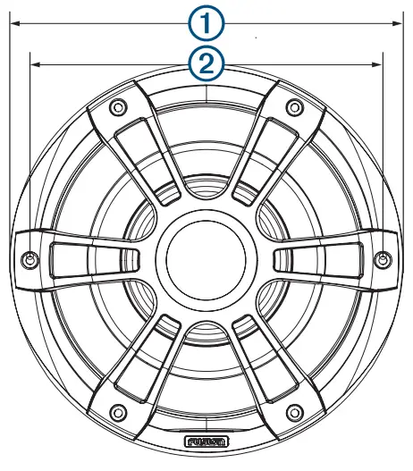 FUSION CRGBW Signature Series 10 Inch Subwoofer - Model Front View