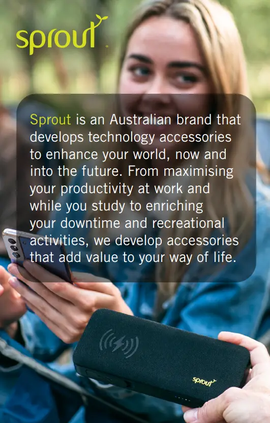 sprout EXVO0008 3-In-1 Bluetooth Speaker Wireless Charger and Powerbank Instruction Manual - Sprout