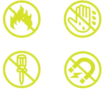 sprout EXVO0008 3-In-1 Bluetooth Speaker Wireless Charger and Powerbank Instruction Manual - Warning icon