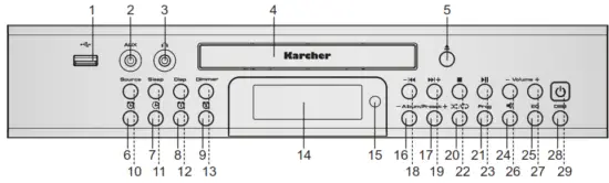 KARCHER RA2050 Kitchen Radio with CD MP3 Player - Controls