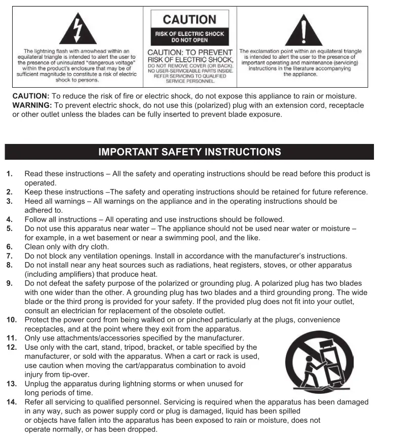 VICTROLA Bluetooth Boombox - IMPORTANT SAFETY INSTRUCTIONS - 1
