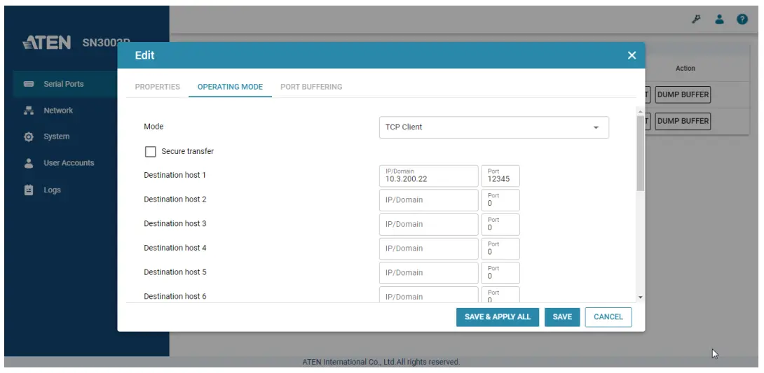 ATEN SN3001 TCP Client Secure Device Server 5
