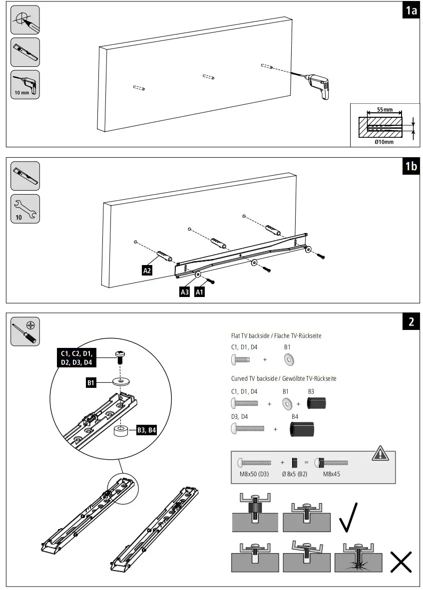 hama 00118081 TV Wall Bracket - Figure 1