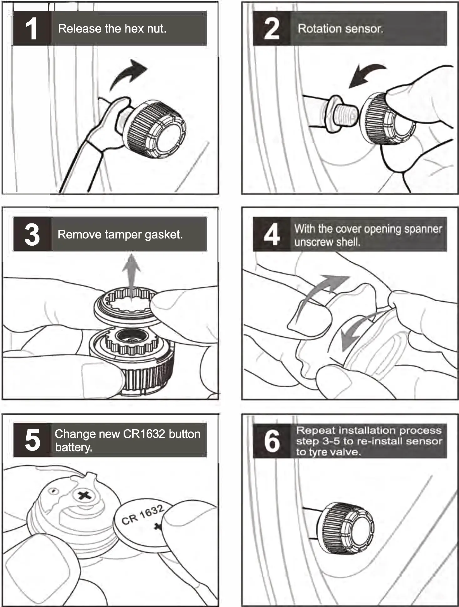 axis TPMS403 DIY Tyre Pressure Monitoring - Battery replacement chart