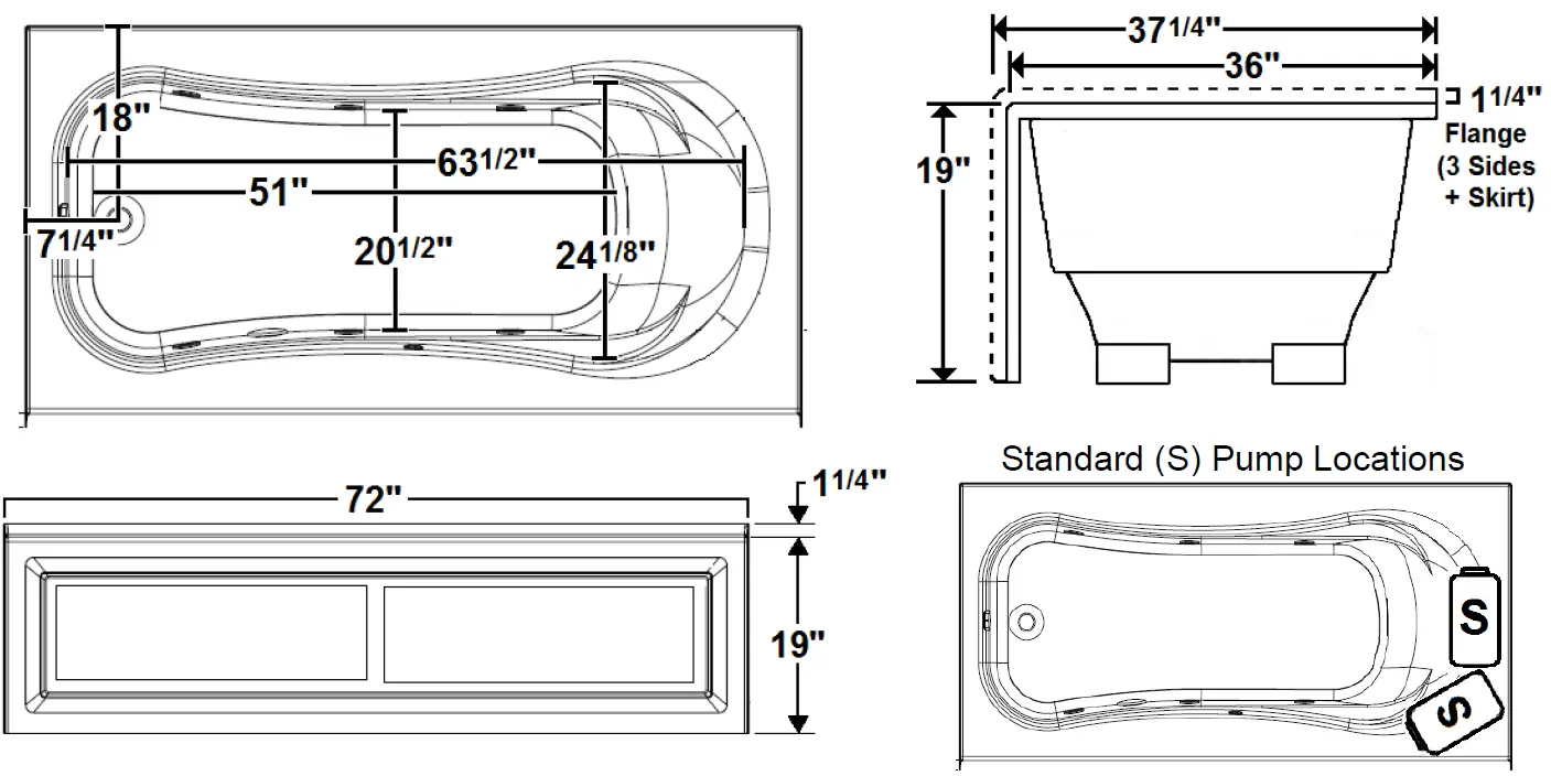 Laurel-Mountain-RAPHINE-72 X 36-Inch-Skirted-Acrylic-Combo-Bath-Instruction-FIG-2
