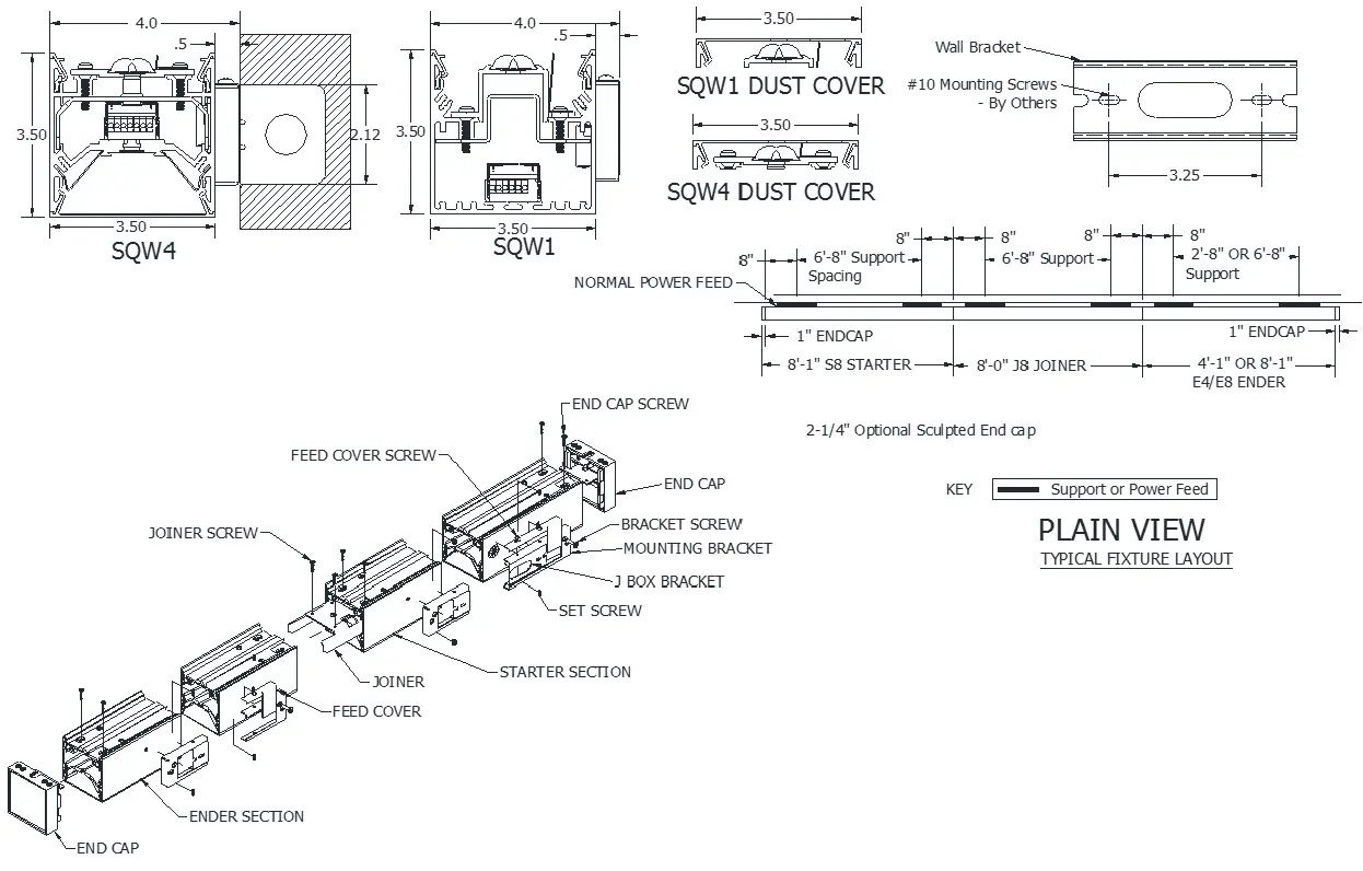 PEERLESS SQW4 Square Wall LED Indirect 1