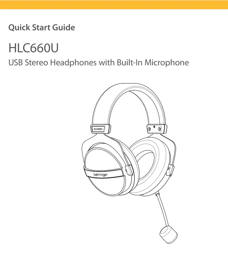 behringer HLC660U USB Stereo Headphones with Built-In Microphone User Guide