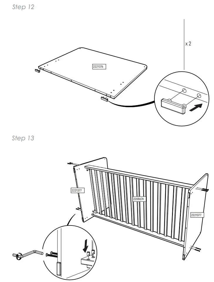 CuddleCo Enzo Cotbed in Truffle Oak-White Instruction Manual - Cot Bed Assembly