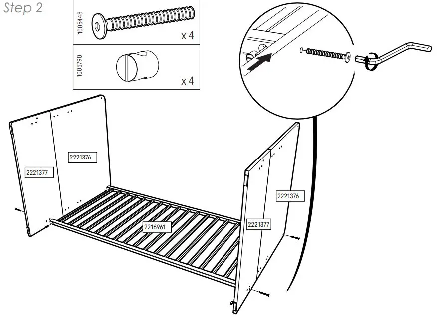 CuddleCo Enzo Cotbed in Truffle Oak-White Instruction Manual - Cot Bed Assembly
