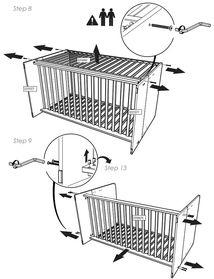 CuddleCo Enzo Cotbed in Truffle Oak-White Instruction Manual - Cot Bed Assembly