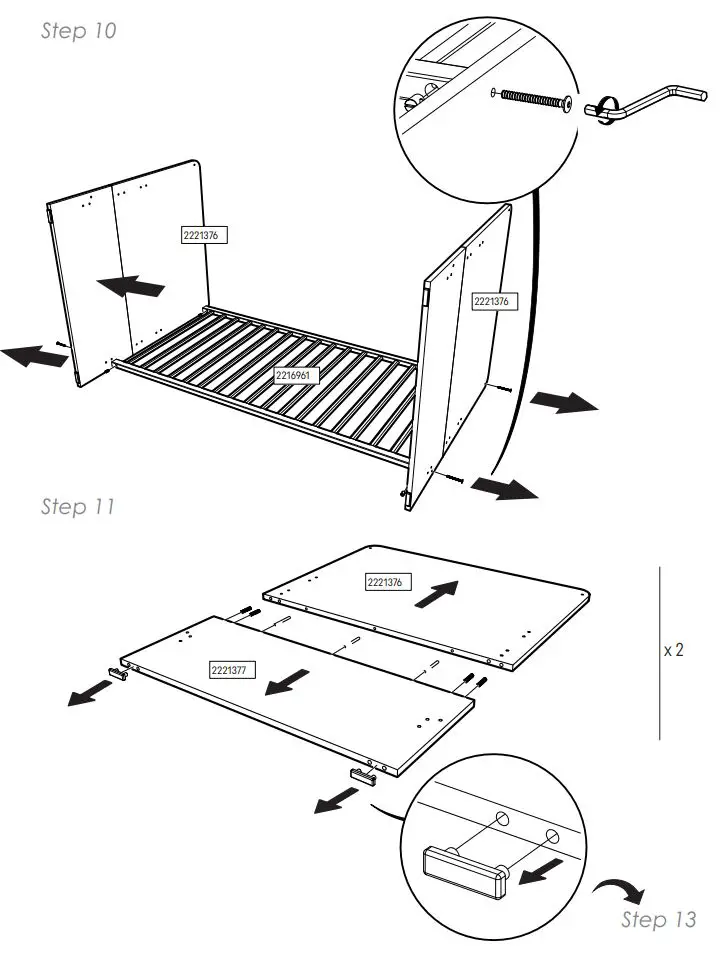 CuddleCo Enzo Cotbed in Truffle Oak-White Instruction Manual - Cot Bed Assembly